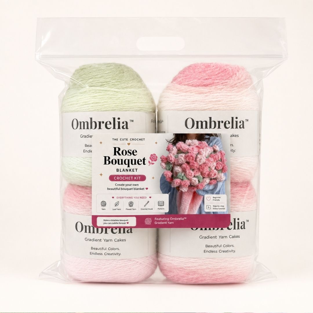 Ombre Rose Crochet Bouquet Blanket Kit - TheCuteCrochet