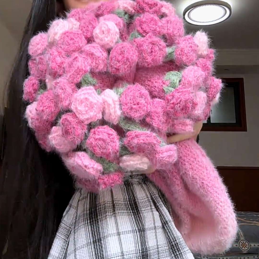 Ombre Rose Crochet Bouquet Blanket Kit - TheCuteCrochet