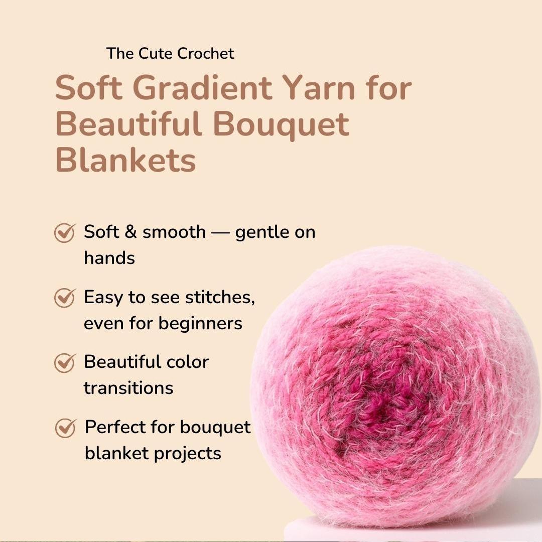 Ombre Rose Crochet Bouquet Blanket Kit - TheCuteCrochet