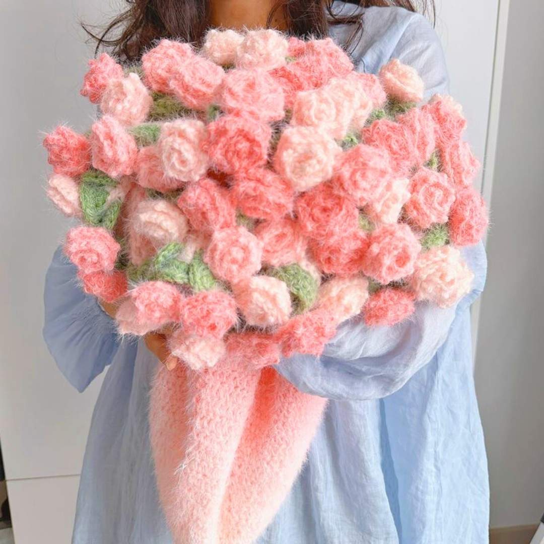 Peach Cloud Rose Bouquet Blanket - TheCuteCrochet