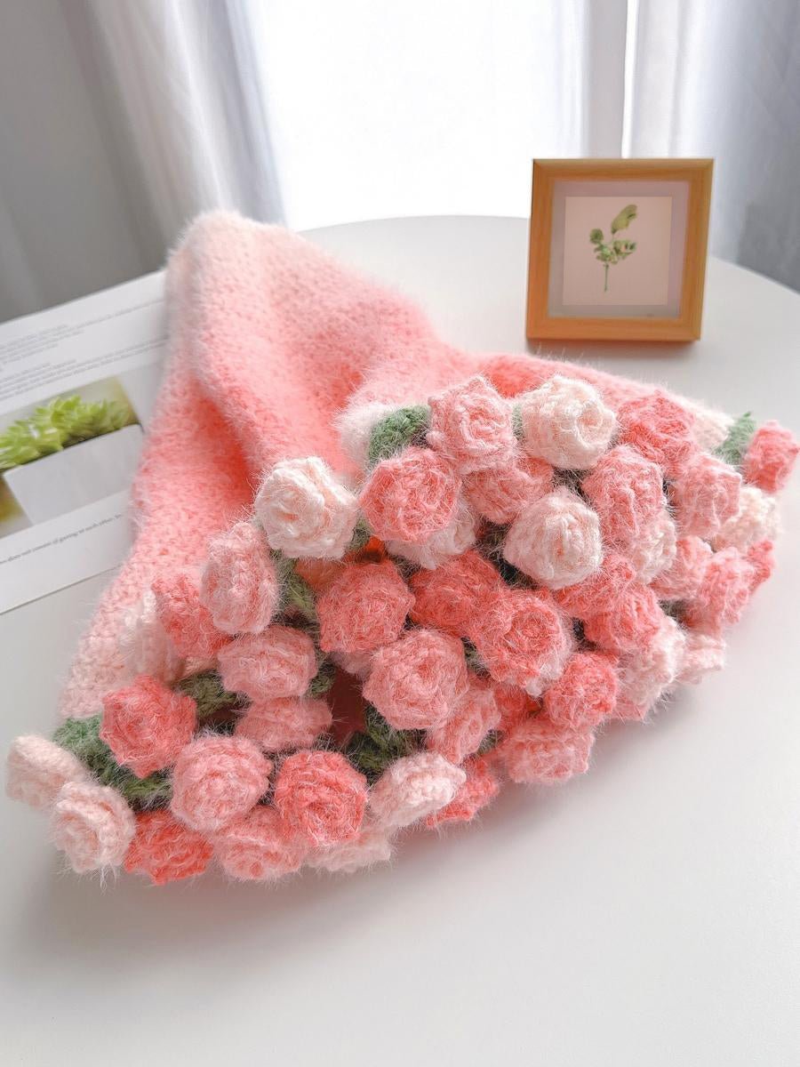 Peach Cloud Rose Bouquet Blanket - TheCuteCrochet