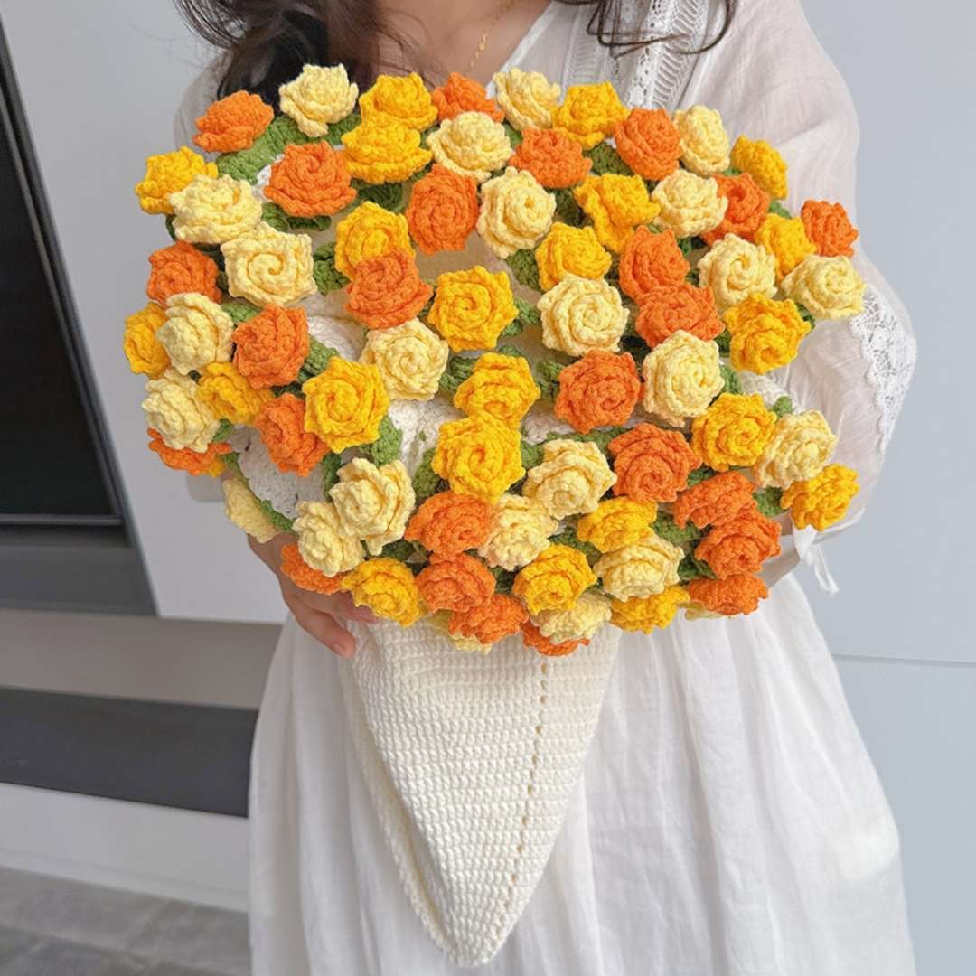 Pointed Rose Crochet Bouquet Blanket