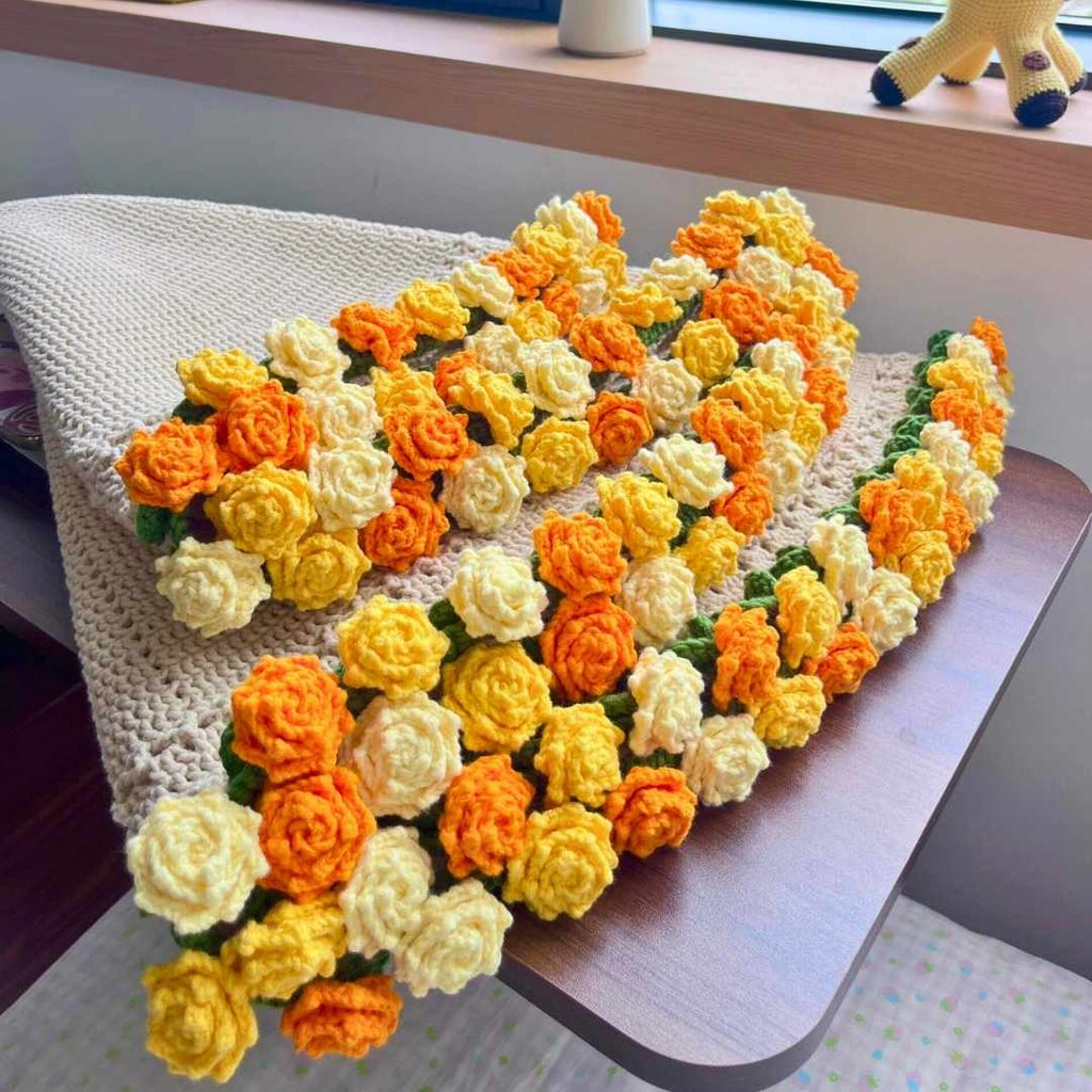 Pointed Rose Crochet Bouquet Blanket - TheCuteCrochet