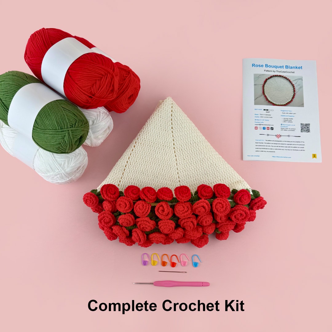 Rose Bouquet Crochet Kit – Beginner-Friendly Blanket DIY