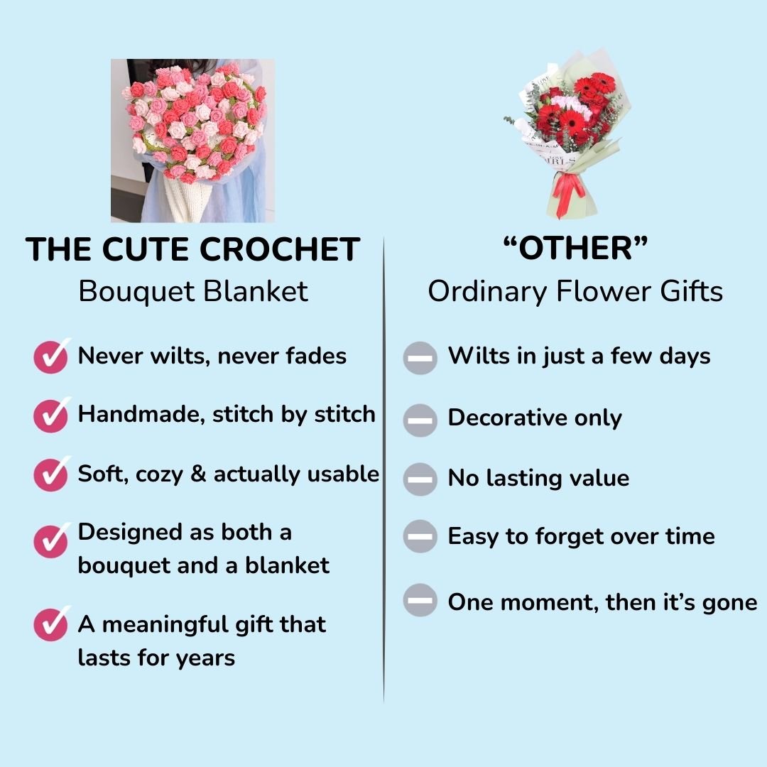 Strawberry Cloud Rose Bouquet Blanket - TheCuteCrochet