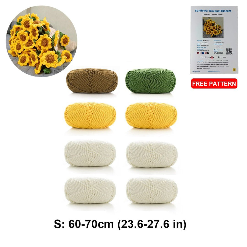 Sunflower Bouquet Crochet Blanket Kit – DIY Yarn Set - TheCuteCrochet