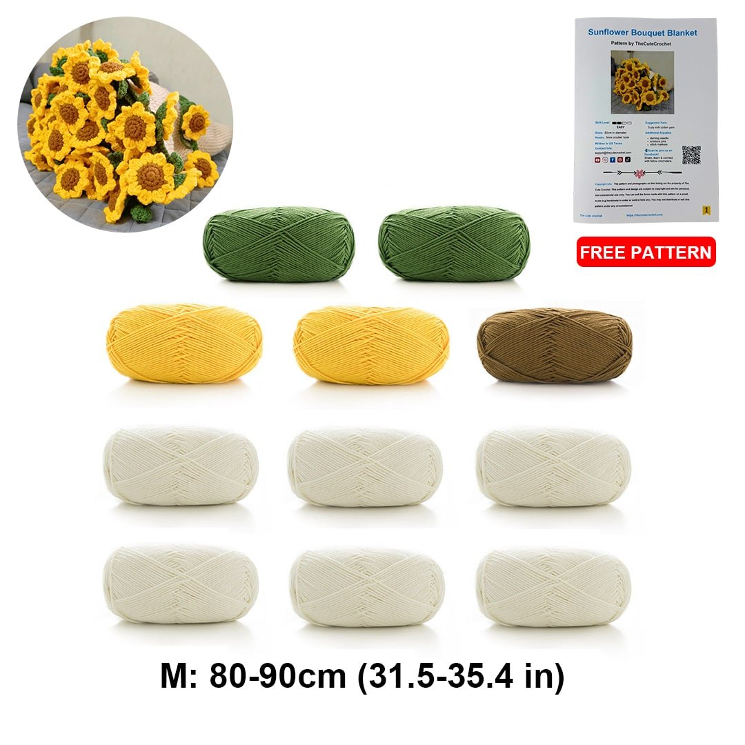 Sunflower Bouquet Crochet Blanket Kit – DIY Yarn Set - TheCuteCrochet