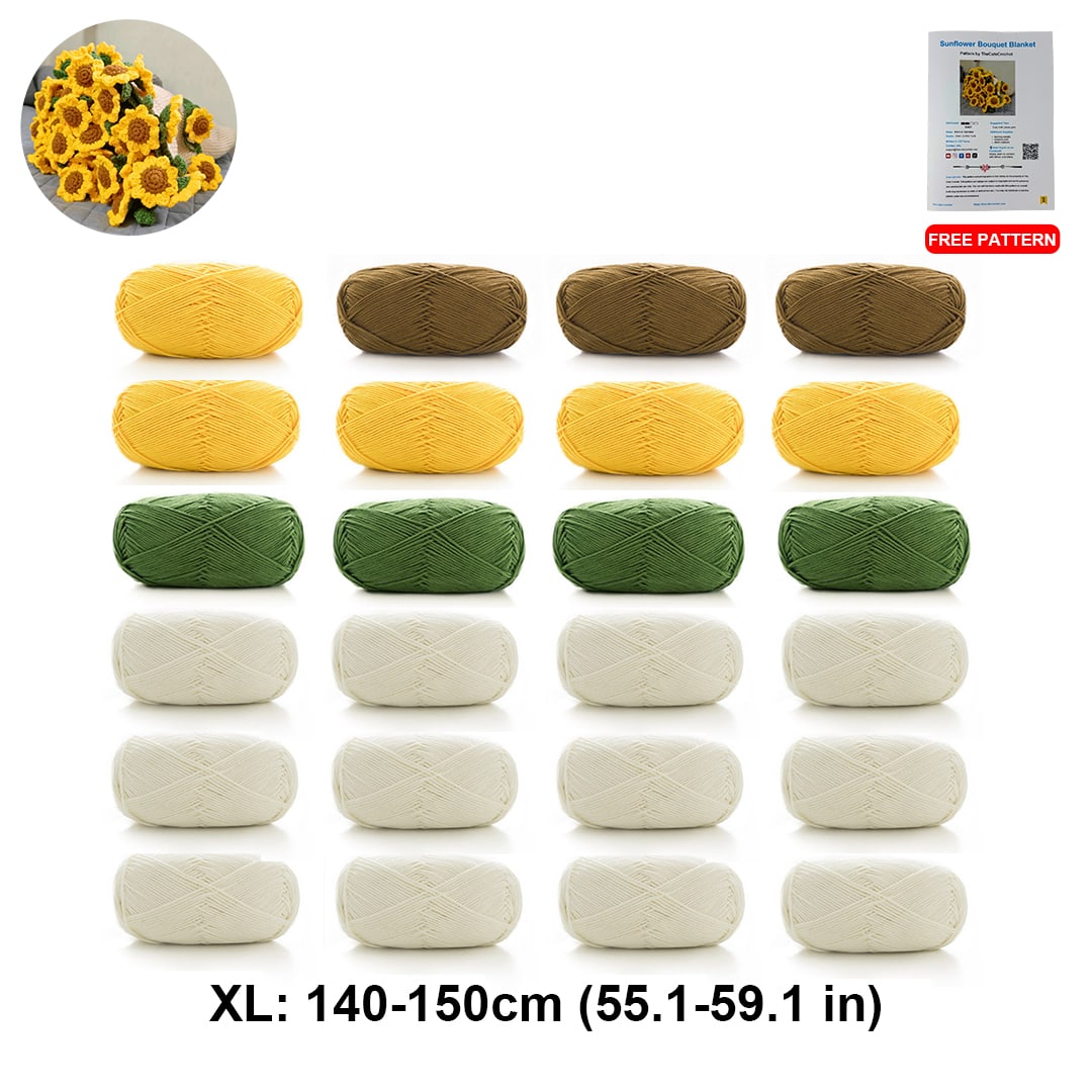Sunflower Bouquet Crochet Blanket Kit – DIY Yarn Set - TheCuteCrochet