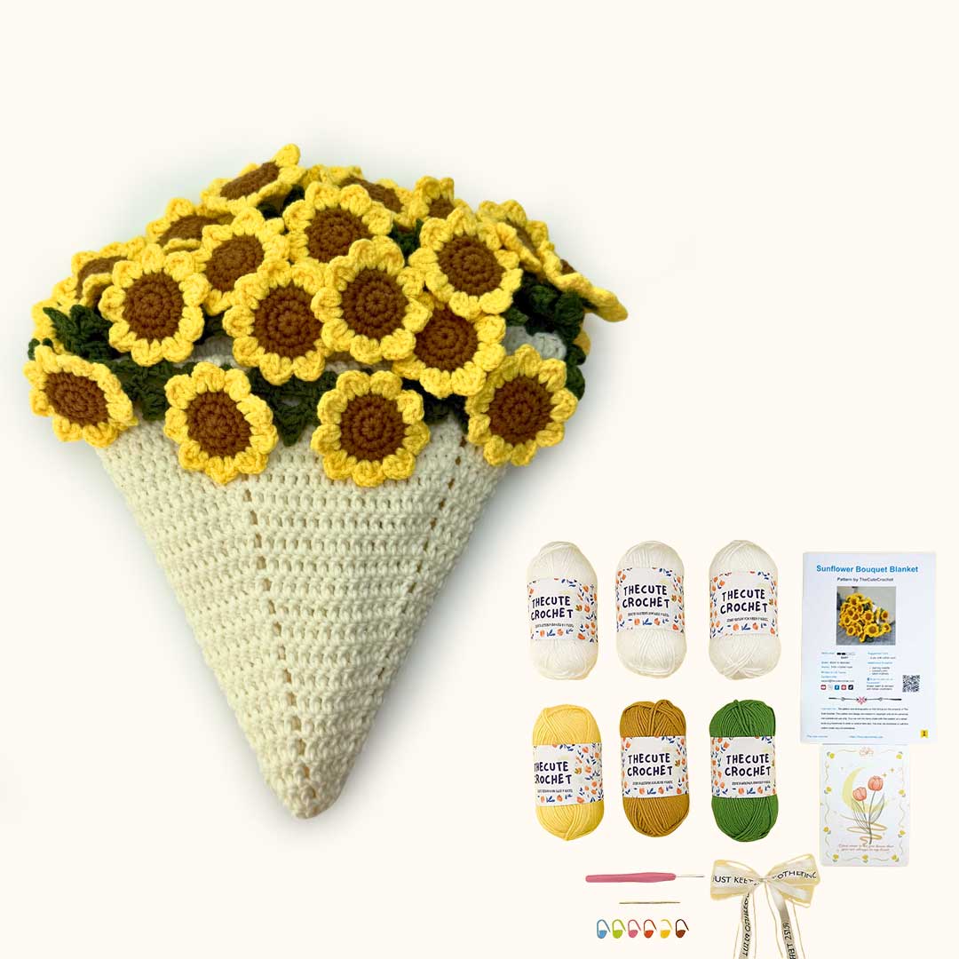 Sunflower Crochet Bouquet Blanket Kit - TheCuteCrochet